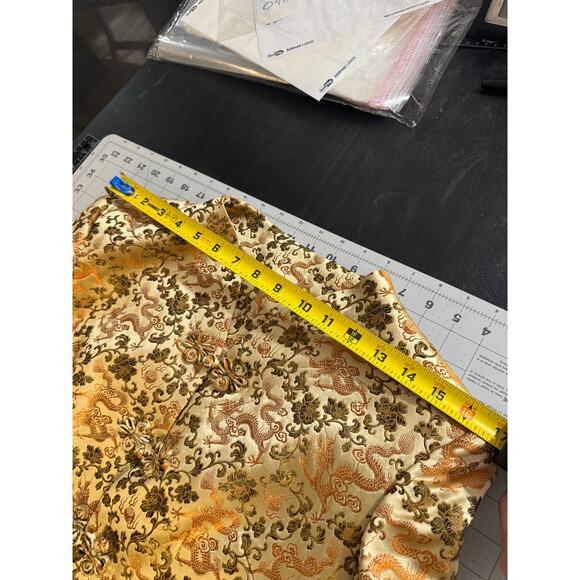 Vintage Gold Dragon Brocade Mandarin Jacket XS Longline Asian Inspired Blazer - Picture 11 of 16